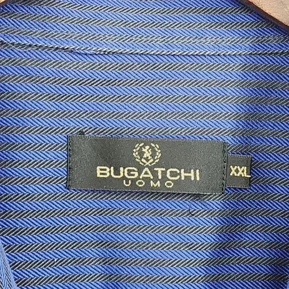 Bugatchi Uomo Mens XXL Blue Striped Long Sleeve Button-Up Shirt 17PT - Picture 5 of 7